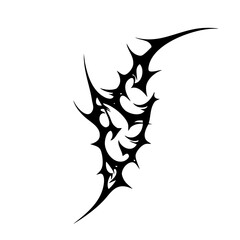 Spiked and Pierced Tribal Tattoo Design Logo Fierce Black Abstract Artwork Symbolizing Strength, Protection, and Raw Energy