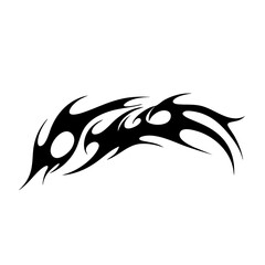 Tribal Flame Tattoo Design – Bold Black Ink Abstract Fire Motif for Body Art, Symbol of Energy, Strength, and Transformation