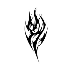 Tribal Flame Tattoo Design – Bold Black Ink Abstract Fire Motif for Body Art, Symbol of Energy, Strength, and Transformation