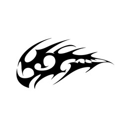 Tribal Flame Tattoo Design Logo Abstract Black Ink Vector with Sharp Curves and Spikes on White Background