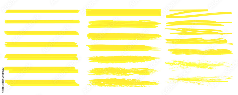 Poster yellow vector marker graphic stylish element. highlight and underline text. brush lines. hand drawn 