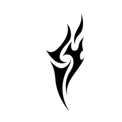 Abstract Tribal Tattoo Design Logo Sharp Black Ink Flame Motif for Modern Body Art, Symbolizing Power, Freedom, and Spirit