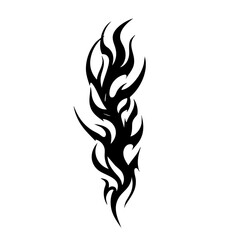 Tribal Flame Tattoo Design Logo Abstract Black Ink Vector with Sharp Curves and Spikes on White Background