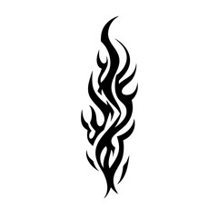 Tribal Flame Tattoo Design &ndash; Bold Black Ink Abstract Fire Motif for Body Art, Symbol of Energy, Strength, and Transformation