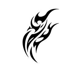 Naklejka premium Tribal Flame Tattoo Design – Bold Black Ink Abstract Fire Motif for Body Art, Symbol of Energy, Strength, and Transformation