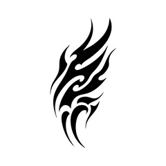 Tribal Flame Tattoo Design – Bold Black Ink Abstract Fire Motif for Body Art, Symbol of Energy, Strength, and Transformation