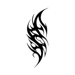 Abstract Tribal Tattoo Design Logo Sharp Black Ink Flame Motif for Modern Body Art, Symbolizing Power, Freedom, and Spirit
