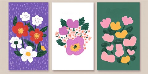 Happy Mother's Day card set, Spring summer floral design. For the best mom inscription. Vector illustration for banner, poster, label, template or cover with flowers frame.