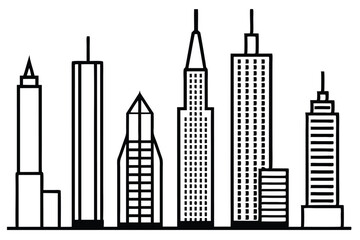 Skyscraper Line Art Illustration of Modern Architecture for Design 