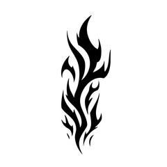 Tribal Flame Tattoo Design – Bold Black Ink Abstract Fire Motif for Body Art, Symbol of Energy, Strength, and Transformation