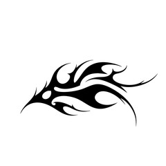 Abstract Tribal Tattoo Design Logo Sharp Black Ink Flame Motif for Modern Body Art, Symbolizing Power, Freedom, and Spirit