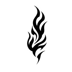 Tribal Flame Tattoo Design – Bold Black Ink Abstract Fire Motif for Body Art, Symbol of Energy, Strength, and Transformation