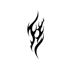 Abstract Tribal Tattoo Design Logo Sharp Black Ink Flame Motif for Modern Body Art, Symbolizing Power, Freedom, and Spirit