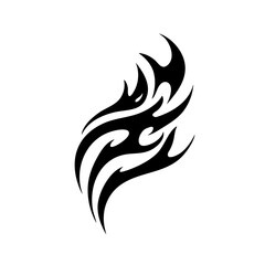 Abstract Tribal Tattoo Design Logo Sharp Black Ink Flame Motif for Modern Body Art, Symbolizing Power, Freedom, and Spirit