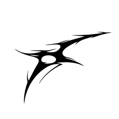 Sharp Abstract Tribal Tattoo Design Logo Dynamic Black Ink Pattern for Body Art, Symbol of Speed, Power, and Intensity
