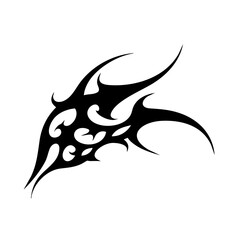 Spiked Abstract Tribal Tattoo Design Logo Symmetrical Black Ink Pattern with Organic Curves and Aggressive Style for Tattoo Inspiration and Graphic Art Projects