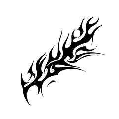Tribal Flame Tattoo Design &ndash; Bold Black Ink Abstract Fire Motif for Body Art, Symbol of Energy, Strength, and Transformation