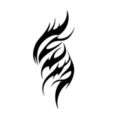 Tribal Flame Tattoo Design – Bold Black Ink Abstract Fire Motif for Body Art, Symbol of Energy, Strength, and Transformation
