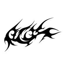 Spiked Abstract Tribal Tattoo Design Logo Symmetrical Black Ink Pattern with Organic Curves and Aggressive Style for Tattoo Inspiration and Graphic Art Projects
