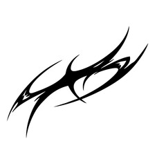 Sharp Abstract Tribal Tattoo Design Logo Dynamic Black Ink Pattern for Body Art, Symbol of Speed, Power, and Intensity