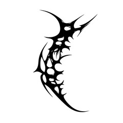 Spiked Abstract Tribal Tattoo Design Logo Symmetrical Black Ink Pattern with Organic Curves and Aggressive Style for Tattoo Inspiration and Graphic Art Projects