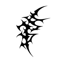 Spiked Abstract Tribal Tattoo Design Logo Symmetrical Black Ink Pattern with Organic Curves and Aggressive Style for Tattoo Inspiration and Graphic Art Projects