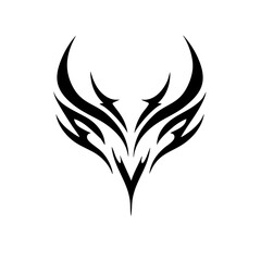 Abstract Symmetrical Tribal Power Logo Design Vector illustration Tattoo ink