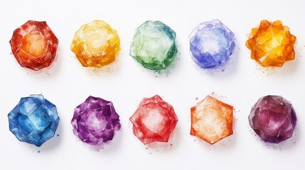 Vibrant Watercolor Gemstones Rainbow Spectrum