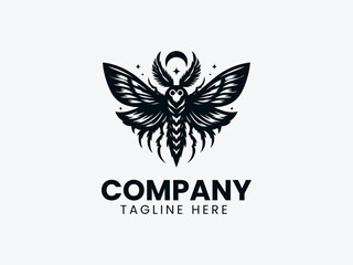 Mothman Vector Logo Design, Cryptid Mothman Logo, Mysterious Mothman Creature Logo