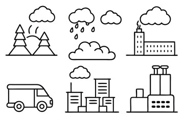Smog Line Art Illustration Concept for Pollution Awareness and Design  