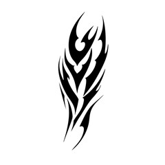 Abstract Tribal Tattoo Design Logo Sharp Black Ink Flame Motif for Modern Body Art, Symbolizing Power, Freedom, and Spirit