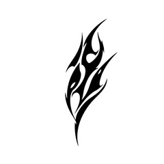 Tribal Flame Tattoo Design – Bold Black Ink Abstract Fire Motif for Body Art, Symbol of Energy, Strength, and Transformation