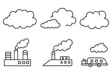 Smog Line Art Illustration Detailed Design for Environmental Awareness Artwork  