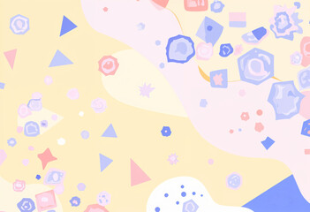 Chaotic abstract background made of sharp-edged, random geometric shapes in solid bold colors. Flat, vector-style with no gradients or soft effects
