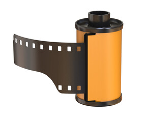 35mm camera film. Photographic film. Film cartridge for still camera isolated. Camera vintage film...