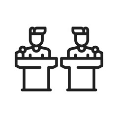 Debate icon vector image. Suitable for mobile apps, web apps and print media.