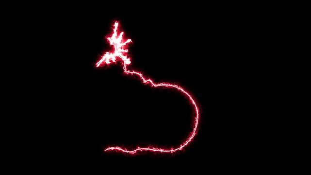 bomb with a burning fuse, Self drawing animation one continuous line draw, logo. Blazing  flame, energy, fire