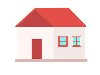 Cute one story house. Flat Illustration on transparent background