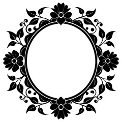 Floral Frame Flower Vector Silhouette | Decorative and Elegant Clipart
