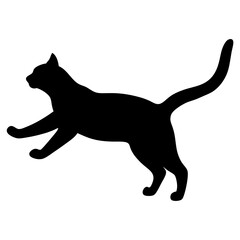 Cat Jumping Vector Silhouette | Playful Kitten and Pet Clipart
