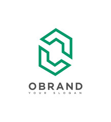 Modern Green Hexagon Logo Design for OBrand Company