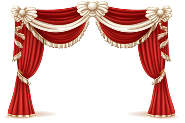 Red Stage Curtains with Bows & Tassels