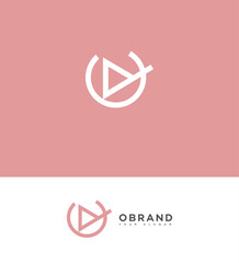Minimalist Pink Play Button Circle Brand Logo Design