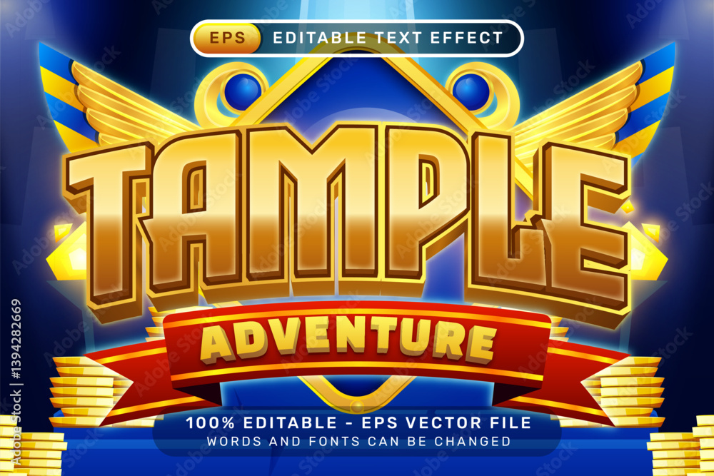 Poster tample adventure 3d text effect and editable text effect