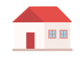 Cute one story house. Flat Vector illustration isolated on white background