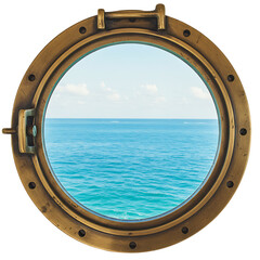 Ocean View Porthole: Sea, Sky, Brass