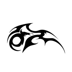 Tribal Flame Tattoo Design Logo Abstract Black Ink Vector with Sharp Curves and Spikes on White Background