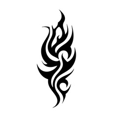 Tribal Flame Tattoo Design –Bold Black Symbol Logo Design Illustration tattoo Inner Strength in Abstract Ink Art