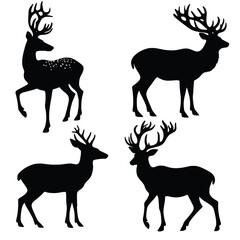 Naklejka premium Black and White Deers with Ankles Animal Illustration