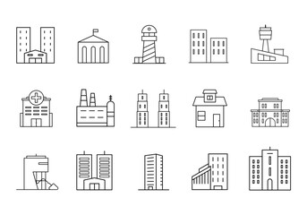 Obraz premium Building Line Icon Element Set